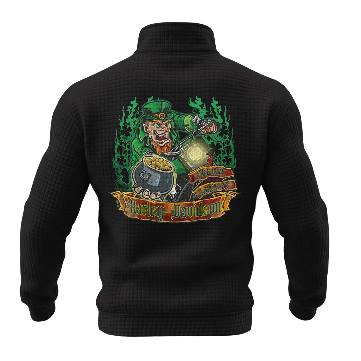 Harley-Davidson Motorcycle Fortune Hunter Quarter Zip Quilted Waffle All Over Prints Gift Fan Love QTVAHL250226A14-QZW - Image 2