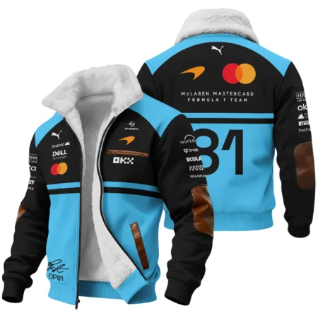 2026 Oscar Piastri 81 McLaren F1 Teamwear Fleece Jacket BLOP25326A3FJ - Cyan