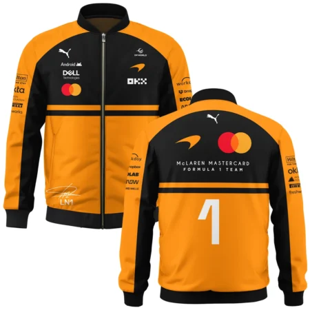 2026 Lando Norris 1 McLaren F1 Teamwear Bomber BLNR25326A1BB - Orange