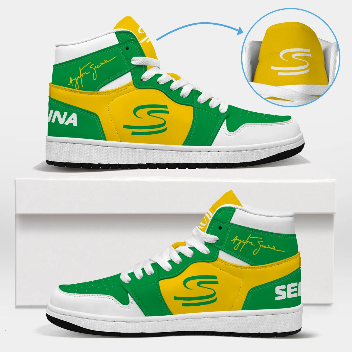Senna 12 Custom Shoes Logo Air Jordan 1 High BLSN19725A7 - Style 7