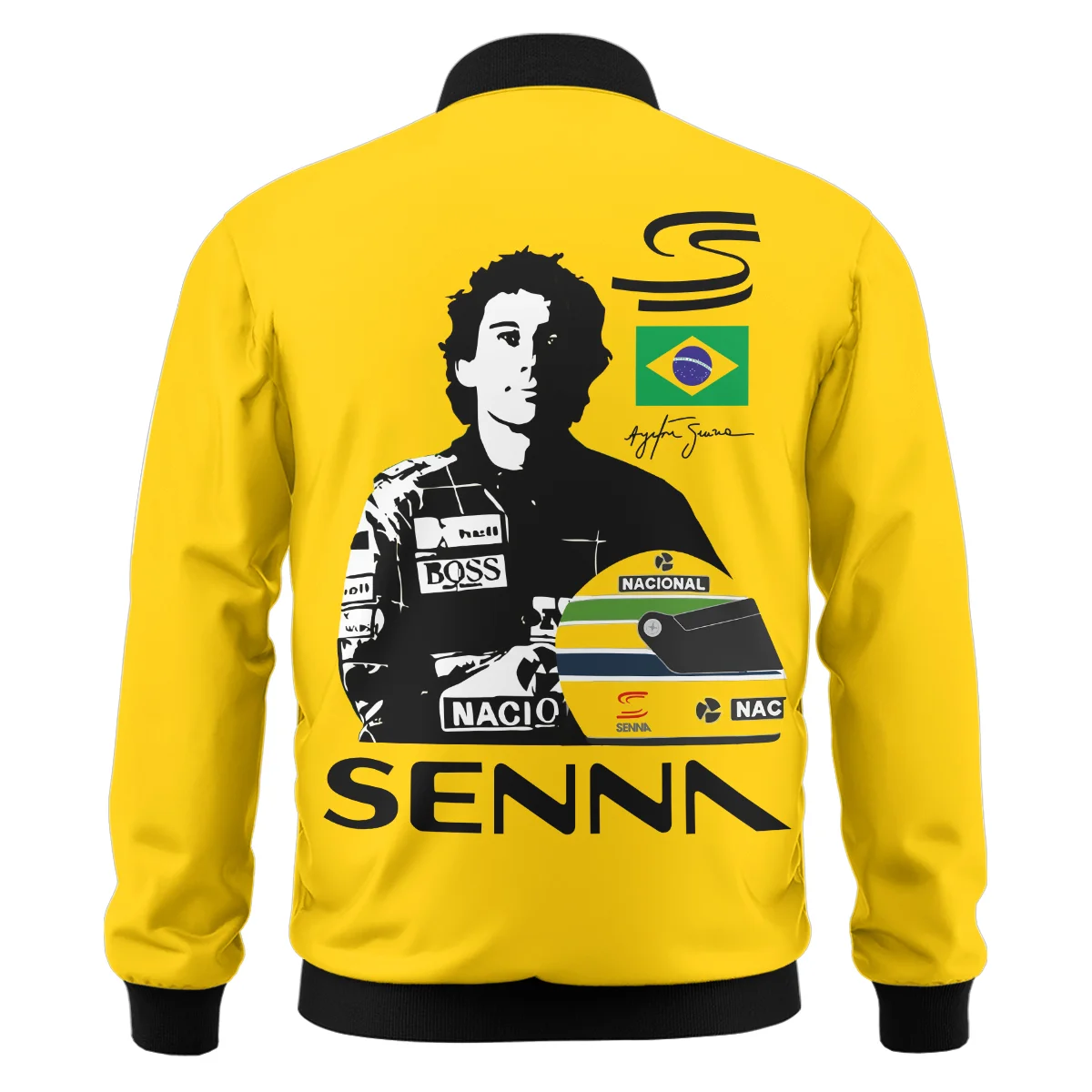 Ayrton Senna Flag And Helmet McLaren F1 Bomber BLF13625A4BB - Image 3