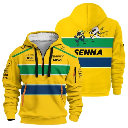 Ayrton Senna The Racing Legend McLaren F1 Hoodie Half Zipper BLF13625A1HDF - Racing Lifestyle Clothing