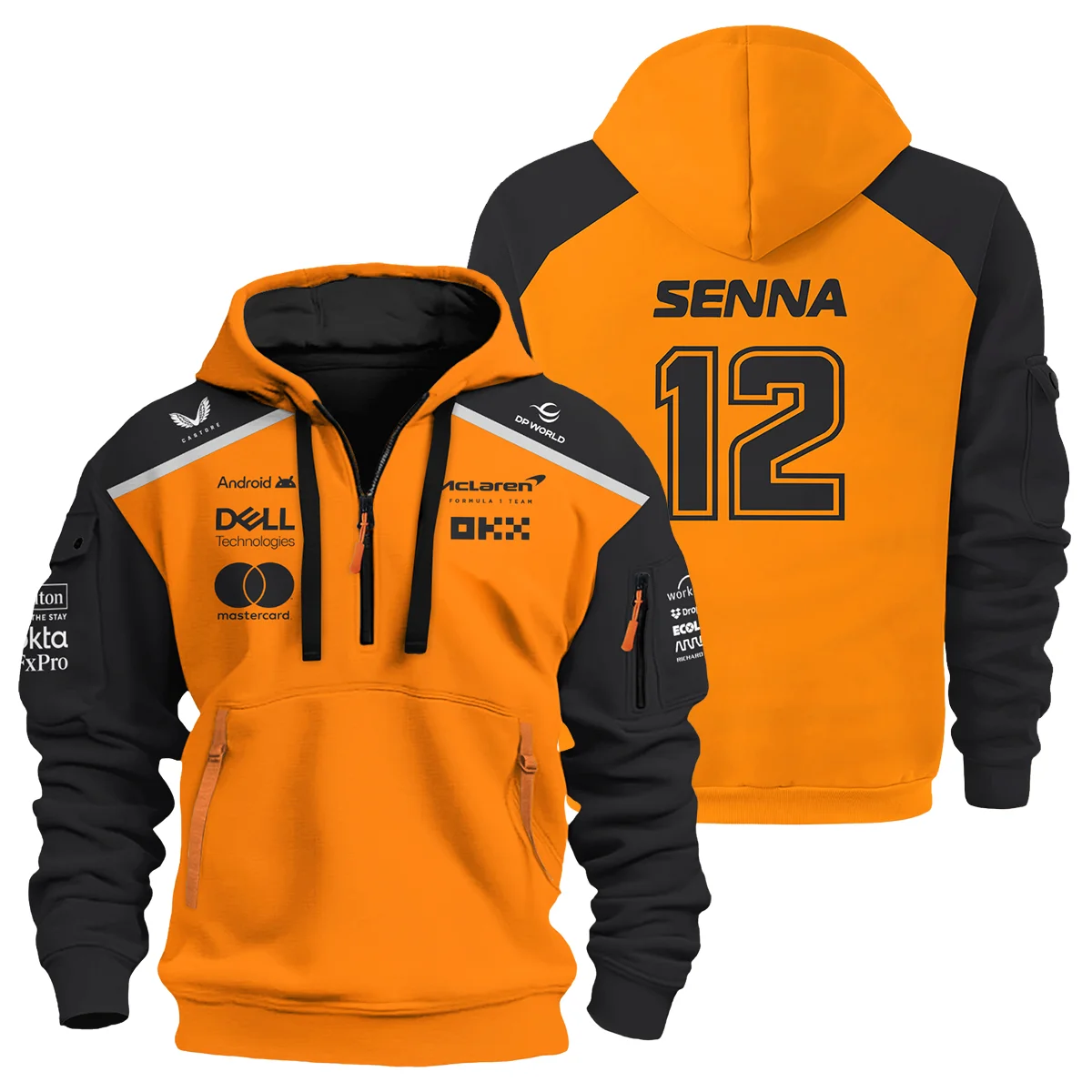 Ayrton Senna The Racing Legend McLaren F1 Hoodie Half Zipper BLF16625A2HDF - Trackside Outfit