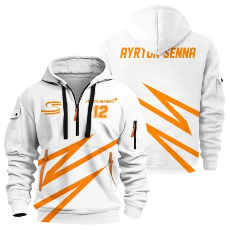 Ayrton Senna The Racing Legend McLaren F1 Hoodie Half Zipper BLF16625A4HDF - Formula Racing Apparel