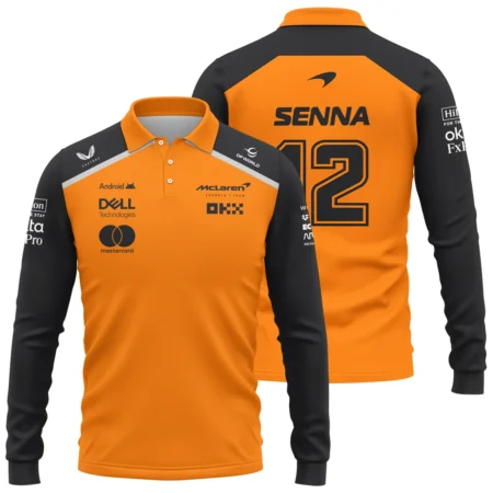 Ayrton Senna The Racing Legend McLaren F1 Long Polo Shirt BLF16625A2LPL - Race Day Design