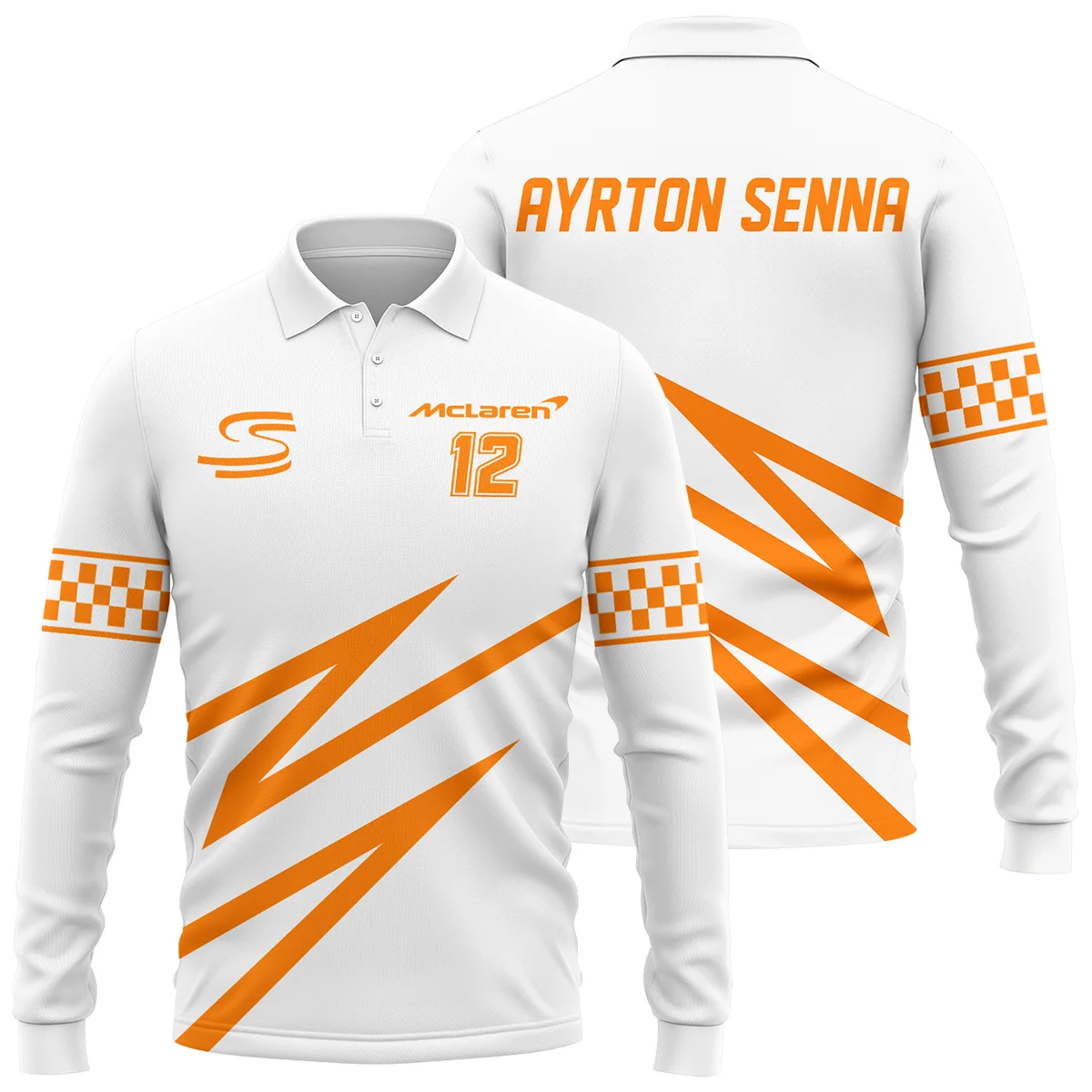 Ayrton Senna The Racing Legend McLaren F1 Long Polo Shirt BLF16625A4LPL - Racing Lifestyle Clothing