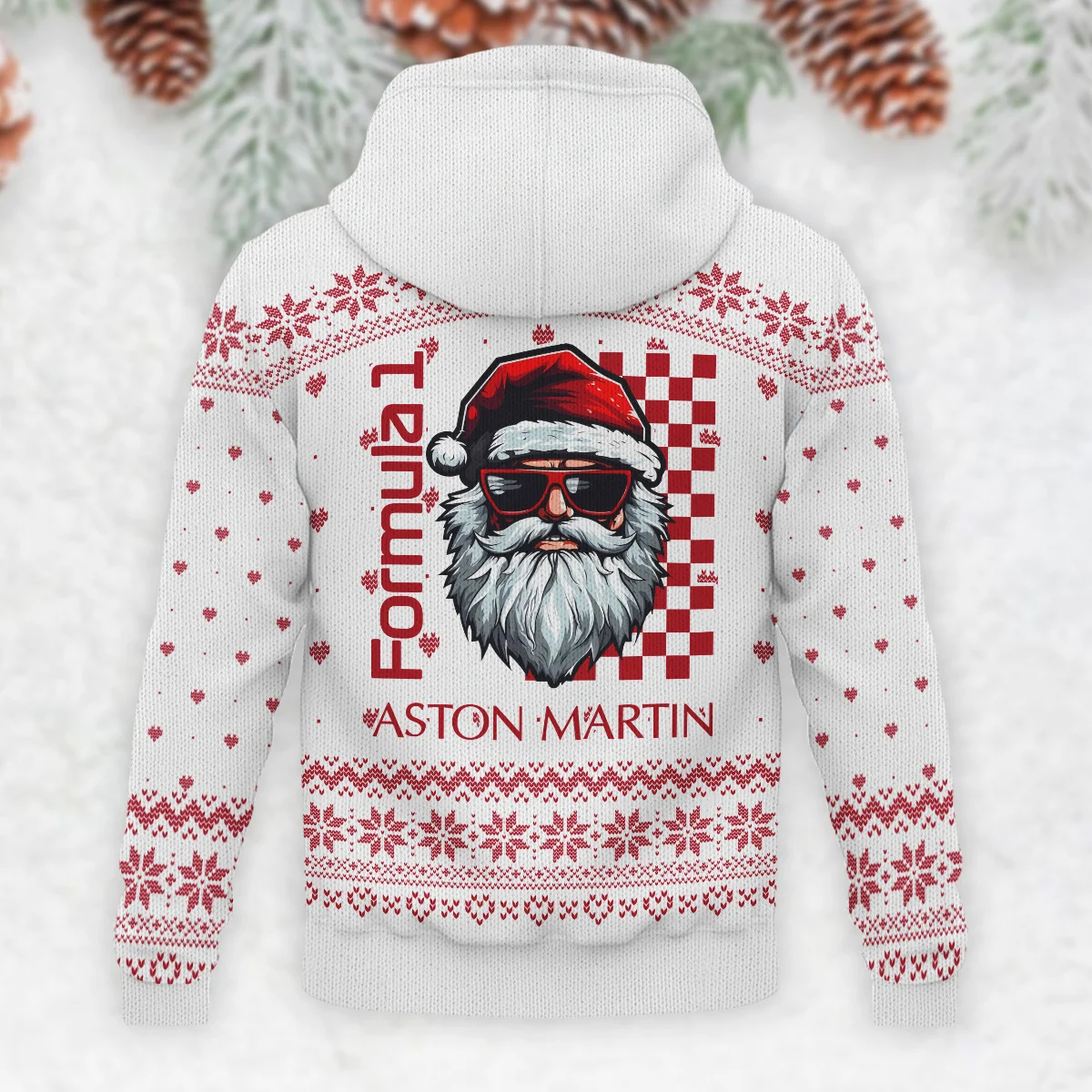 Badass Santa Racing Aston Martin Formula 1 - Knitted Hoodie BLVAF12209250A27AM - Image 3