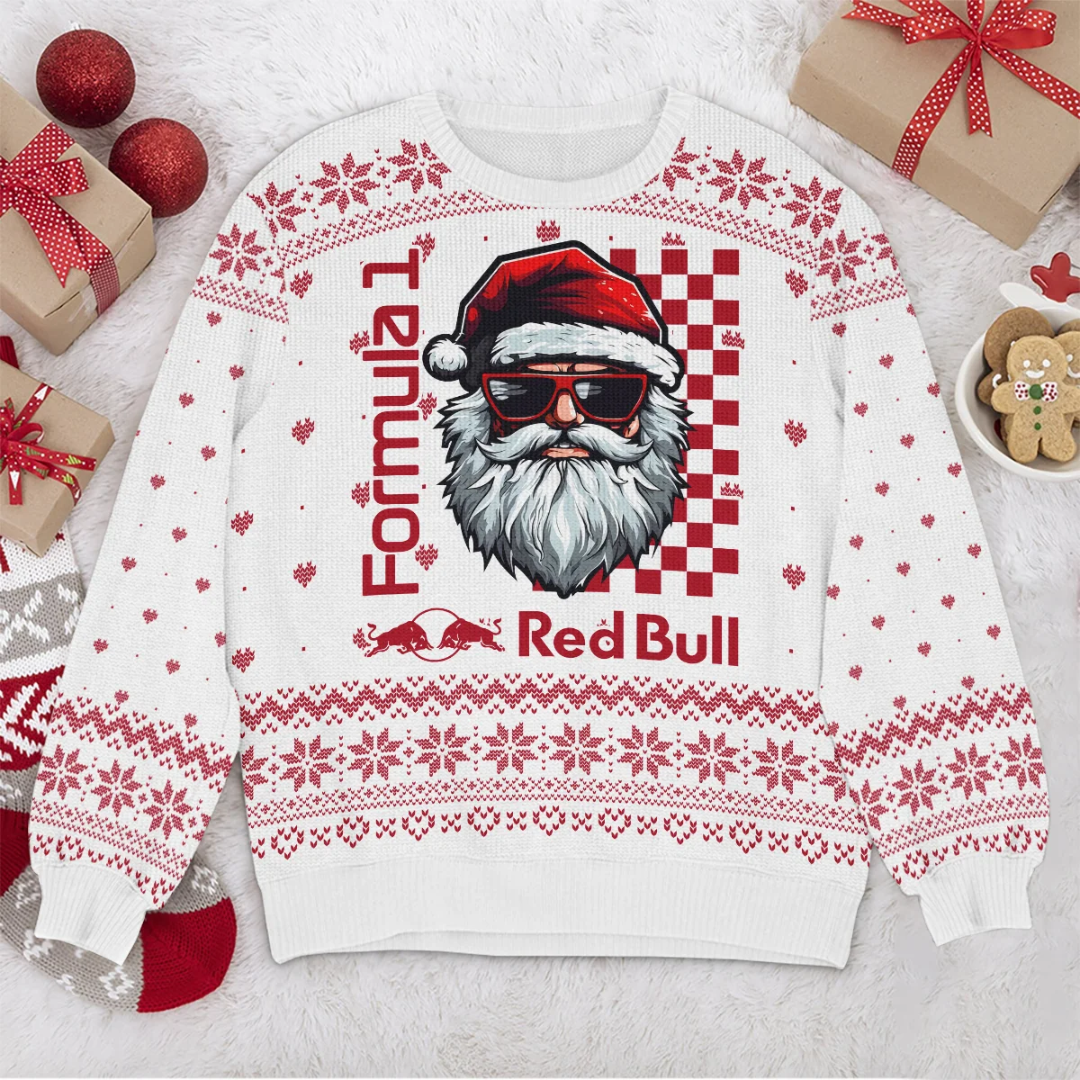 Badass Santa Racing Red Bull Racing Formula 1 - Ugly Sweater BLVAF1220925A27RBR - Image 4