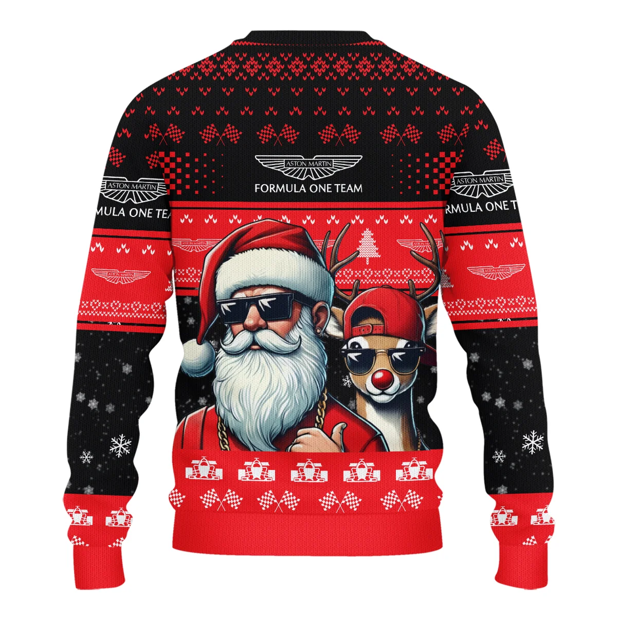 Badass Santa Reindeer Aston Martin Formula 1 - Ugly Sweater BLVAF1220925A23AM - Image 3