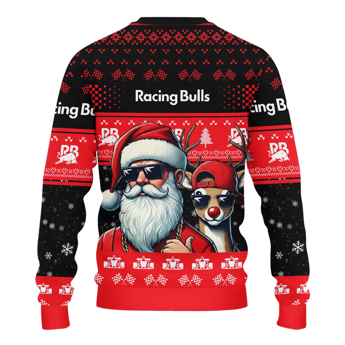 Badass Santa Reindeer Racing Bulls Formula 1 - Ugly Sweater BLVAF1220925A23RAC - Image 3