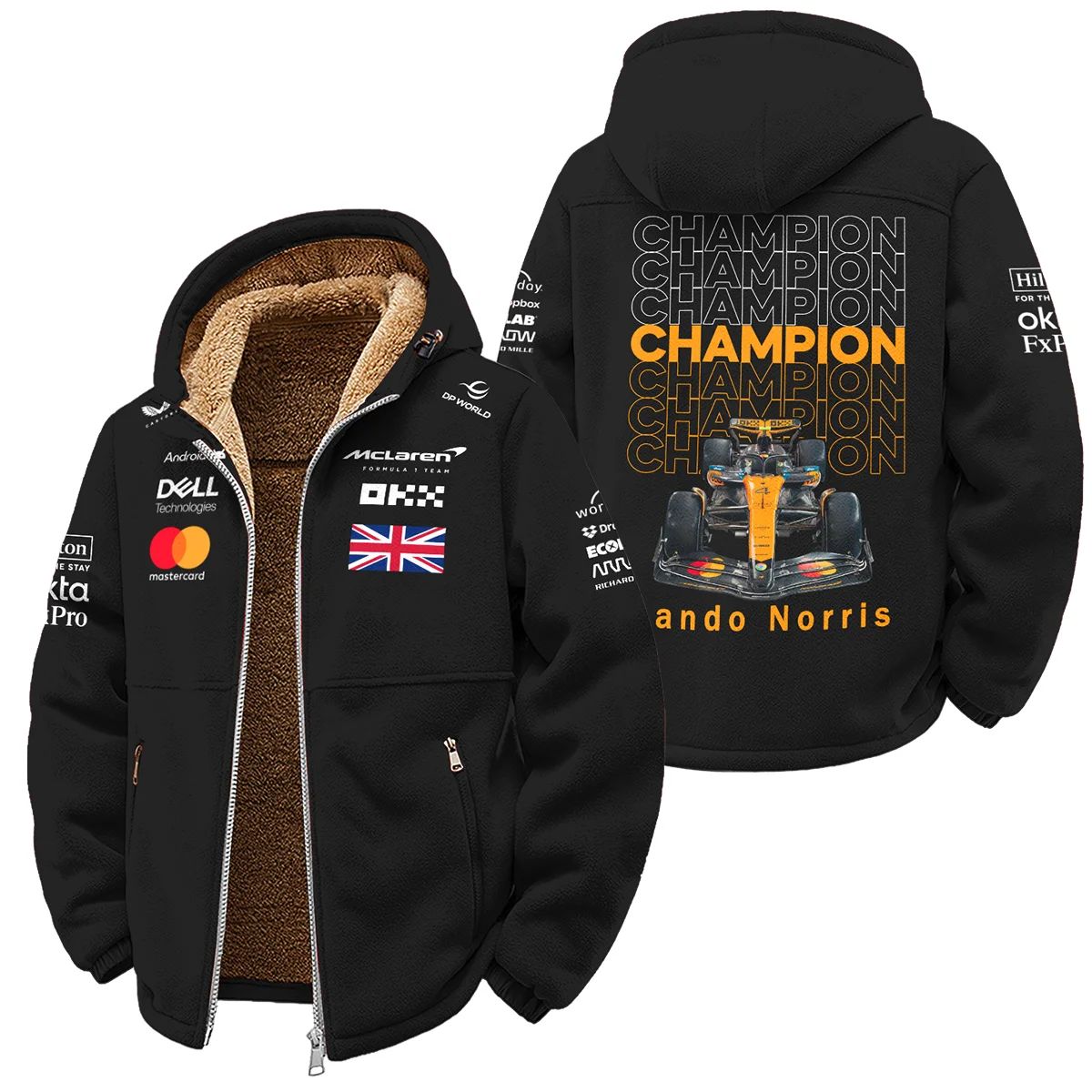 Champion 2025 Lando Norris McLaren F1 Team Winter Fleece Jacket BLVALN051225A1WFJ - Race Day Outfit
