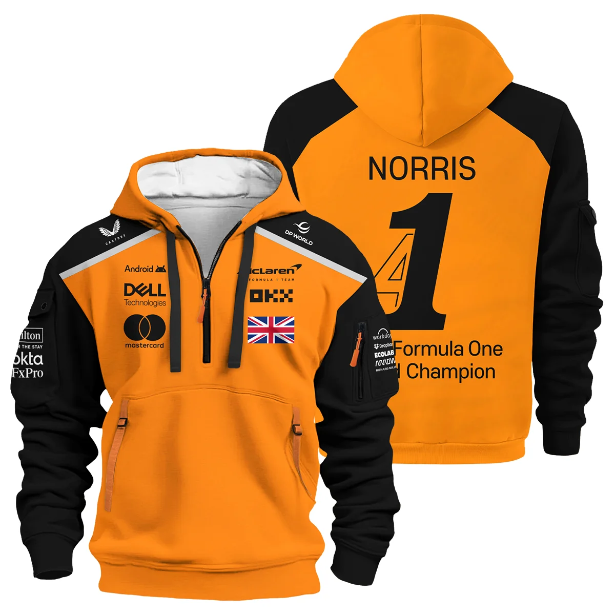 Champion From #4 to #1 Lando Norris McLaren F1 Team Hoodie Half Zip BLNRWDCA1HDF - Race Day Outfit