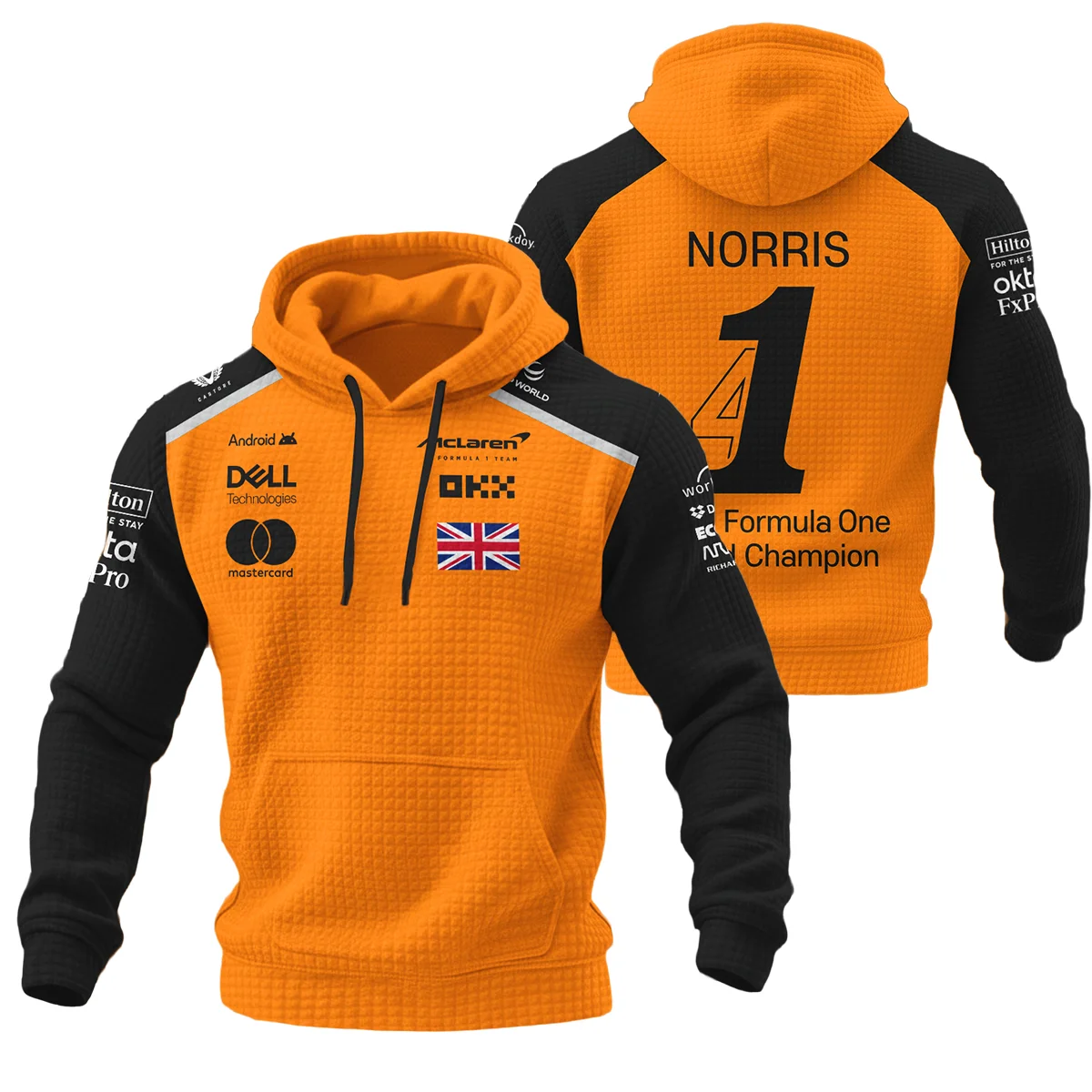 Champion From #4 to #1 Lando Norris McLaren F1 Team Hoodie Quilted Waffle BLNRWDCA1HQW - Formula Racing Apparel