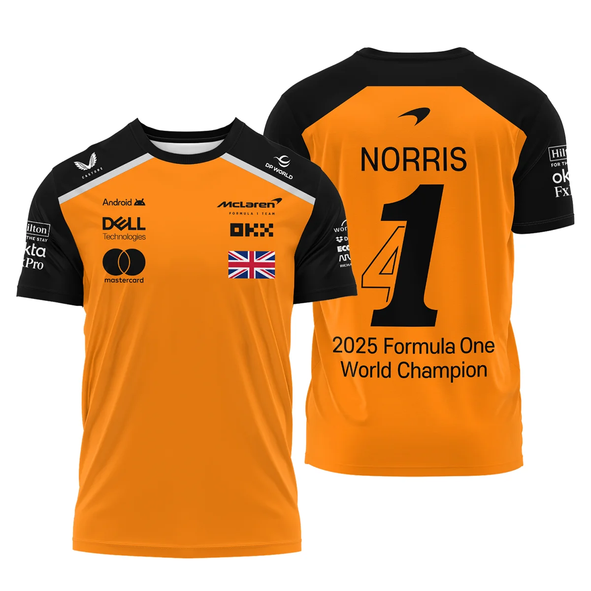 Champion From #4 to #1 Lando Norris McLaren F1 Team T-Shirt BLNRWDCA1TS - Racing Lifestyle Clothing
