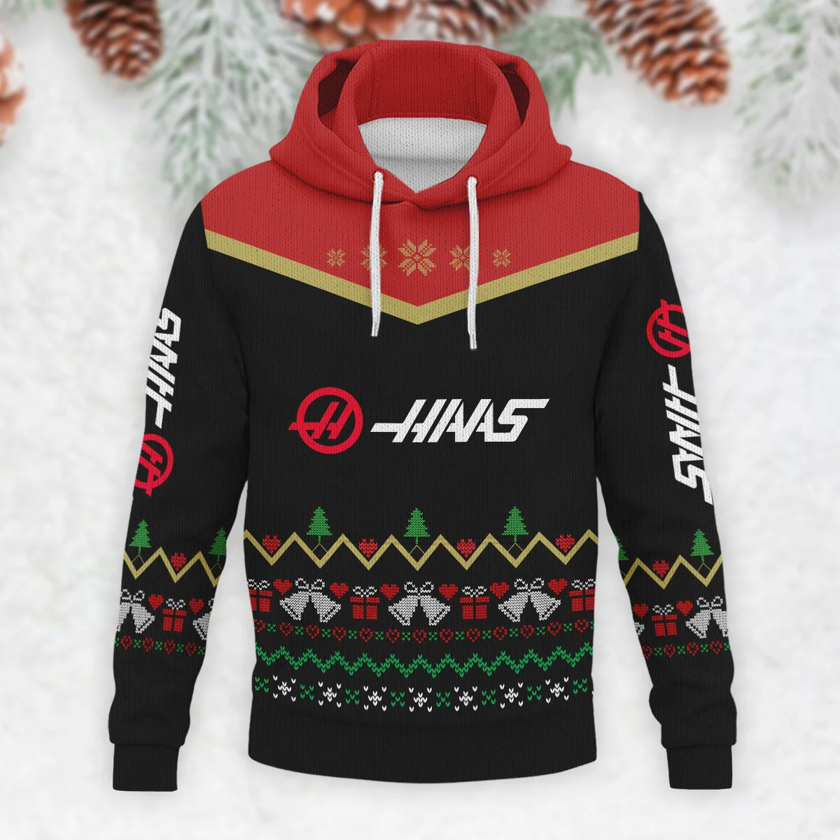 Christmas Gift Haas Formula 1 - Knitted Hoodie BLVAF12209250A7HAAS - Image 2