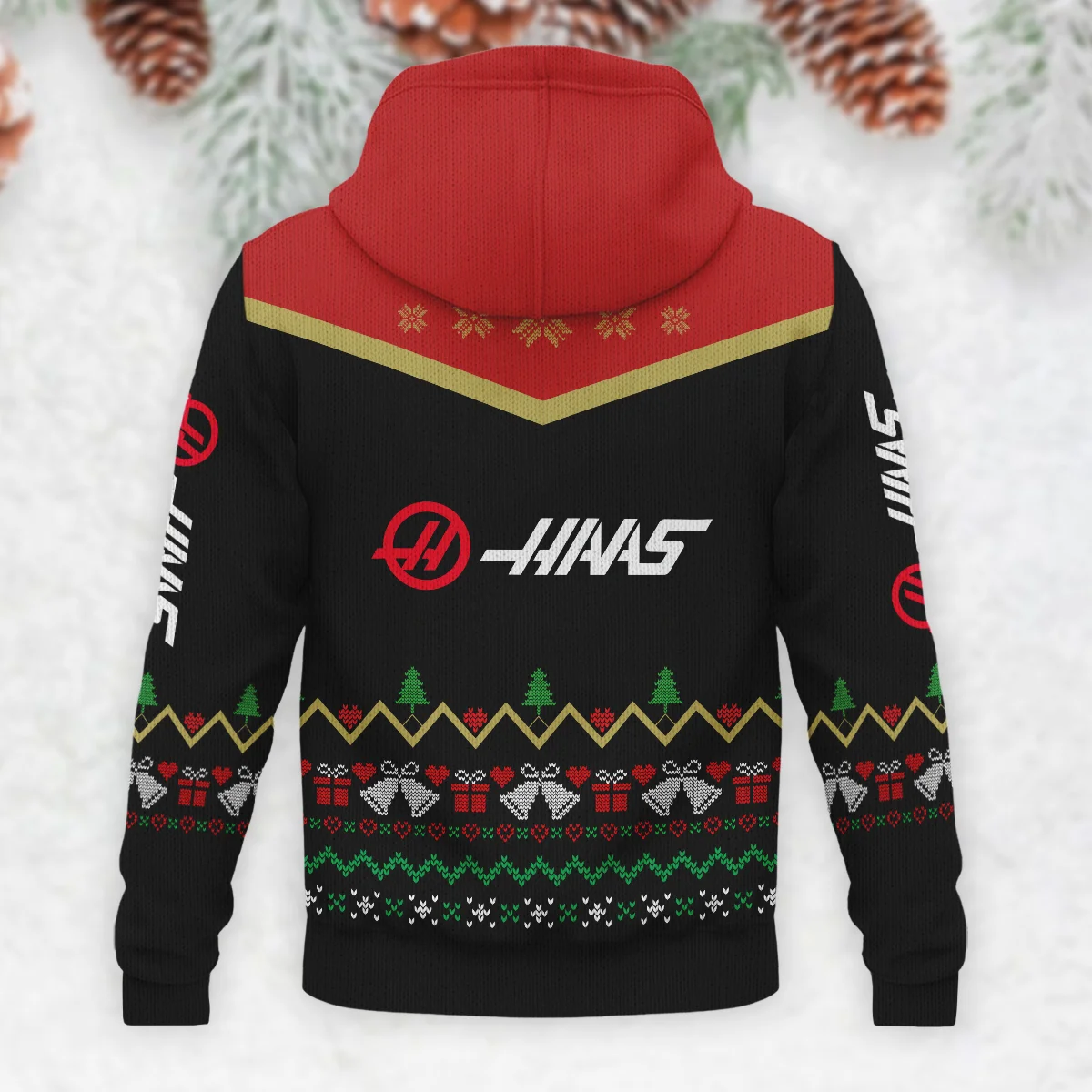 Christmas Gift Haas Formula 1 - Knitted Hoodie BLVAF12209250A7HAAS - Image 3