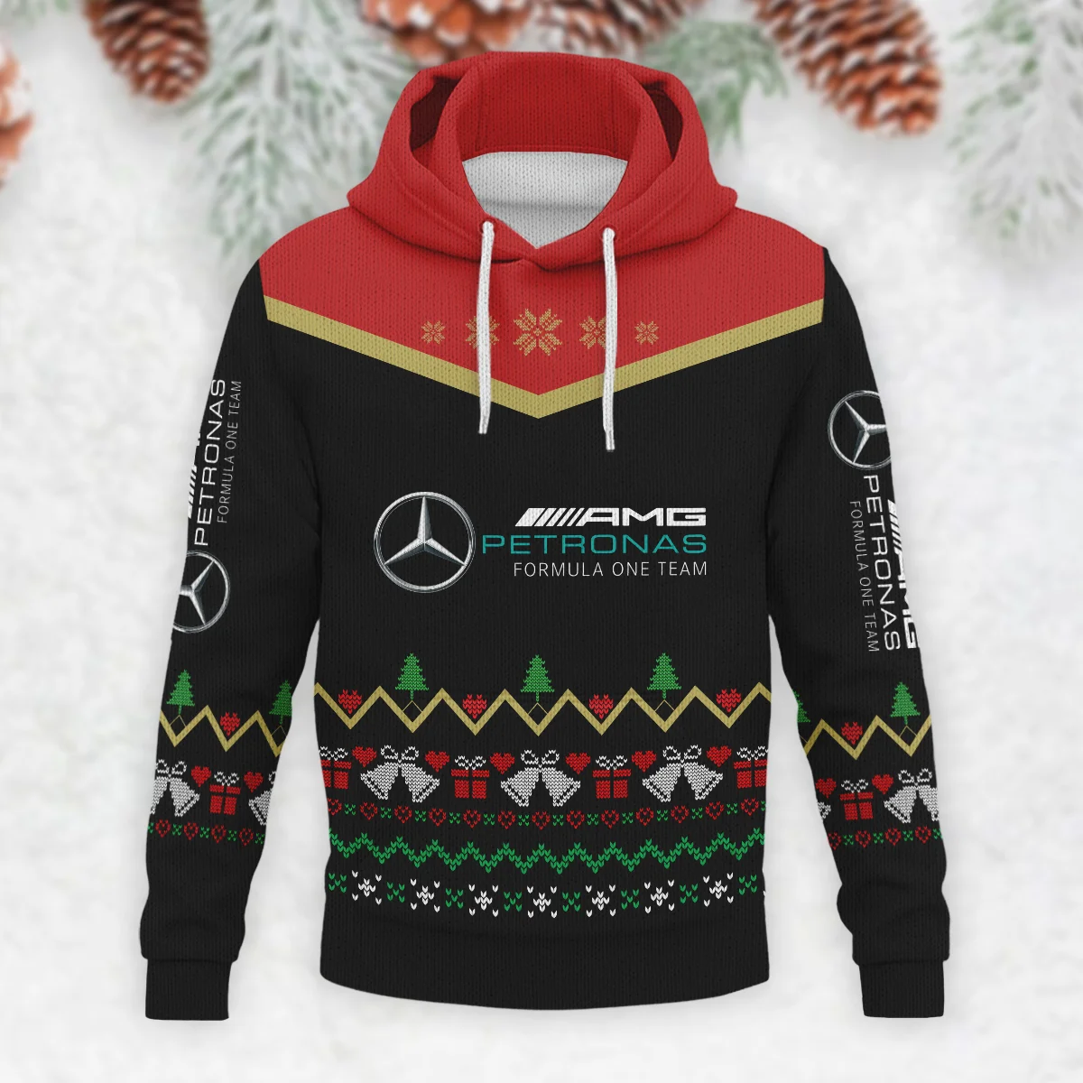 Christmas Gift Mercedes Formula 1 - Knitted Hoodie BLVAF12209250A7MER - Image 2