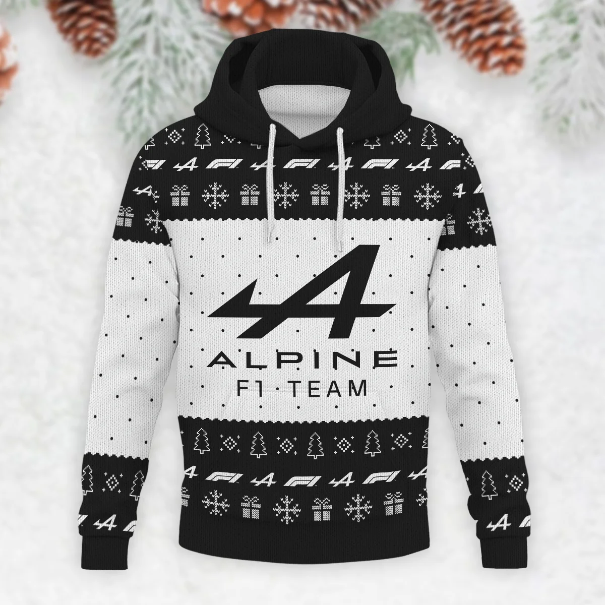 Christmas Pattern Alpine Formula 1 - Knitted Hoodie BLVAF12209250A1ALP - Image 2
