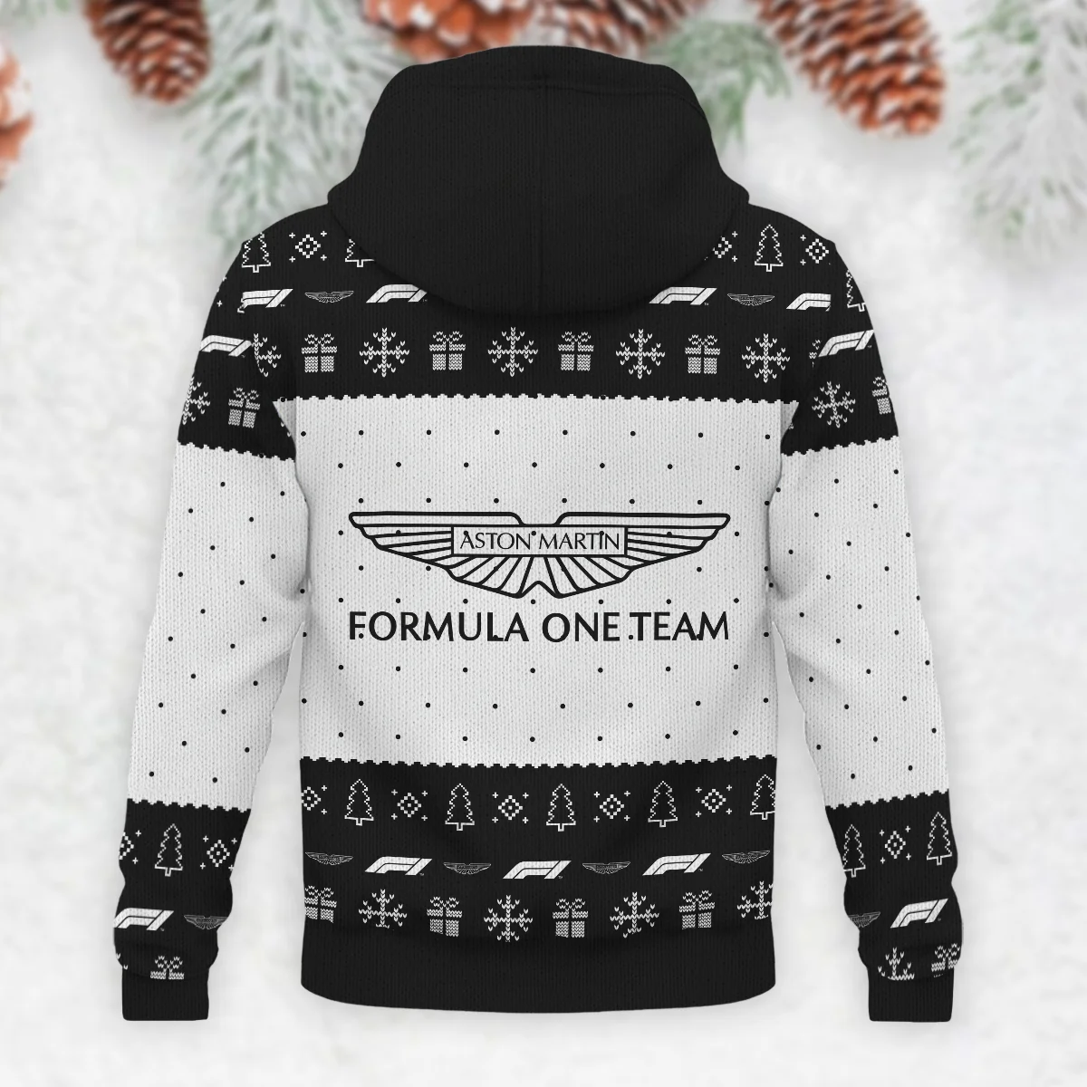 Christmas Pattern Aston Martin Formula 1 - Knitted Hoodie BLVAF12209250A1AM - Image 3