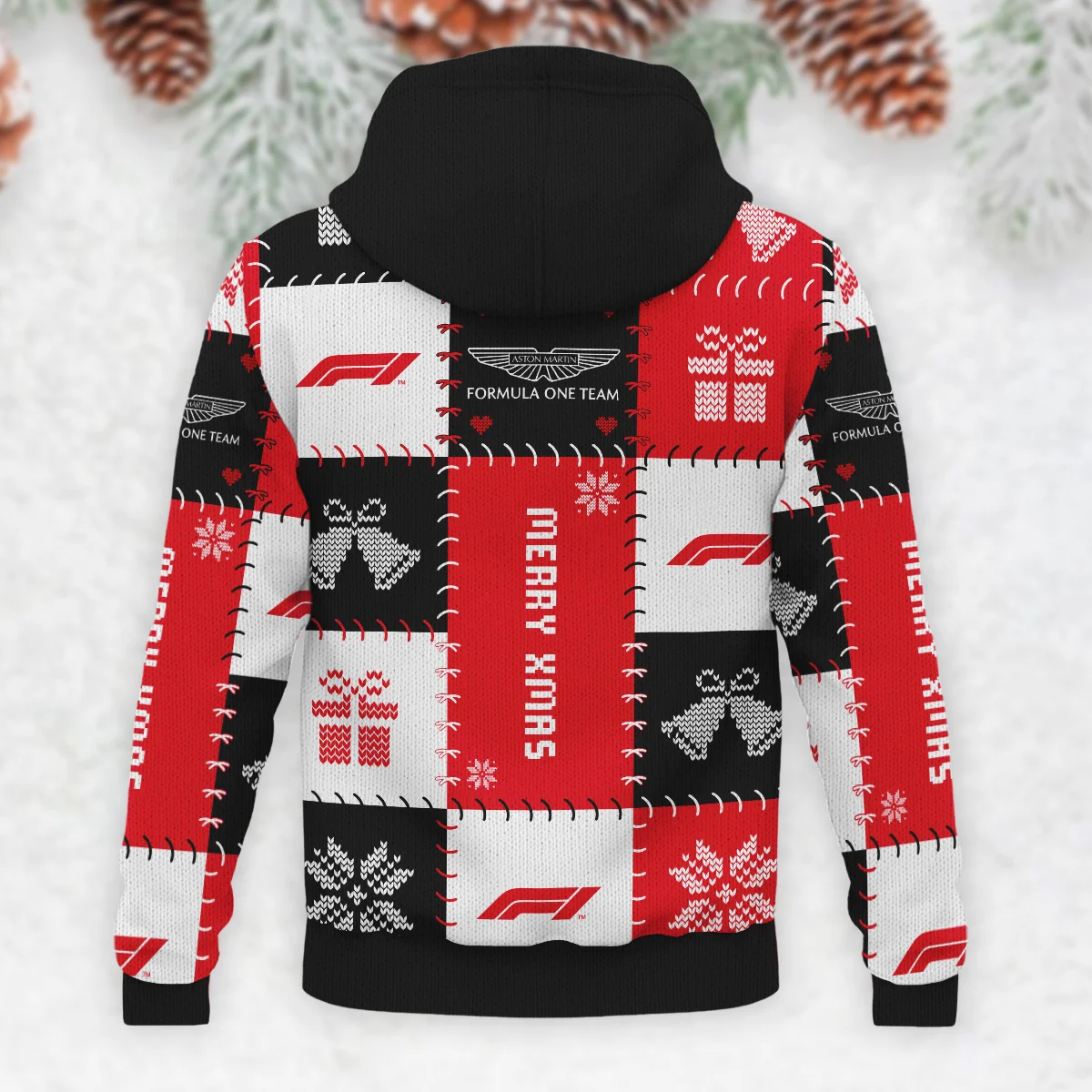 Christmas Pattern Aston Martin Formula 1 - Knitted Hoodie BLVAF12209250A9AM - Image 3