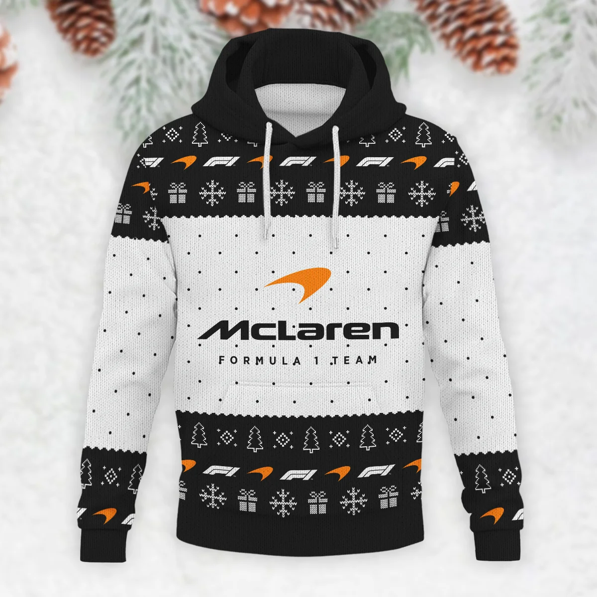 Christmas Pattern McLaren Formula 1 - Knitted Hoodie BLVAF12209250A1MCL - F1 Fan Gear - Image 2