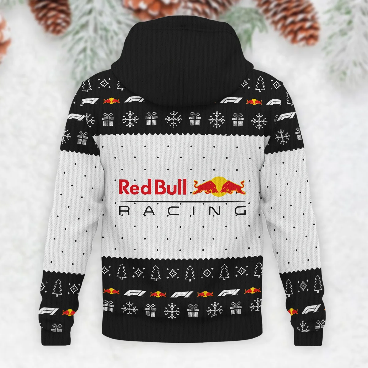Christmas Pattern Red Bull Racing Formula 1 - Knitted Hoodie BLVAF12209250A1RBR - Formula Racing Apparel - Image 3