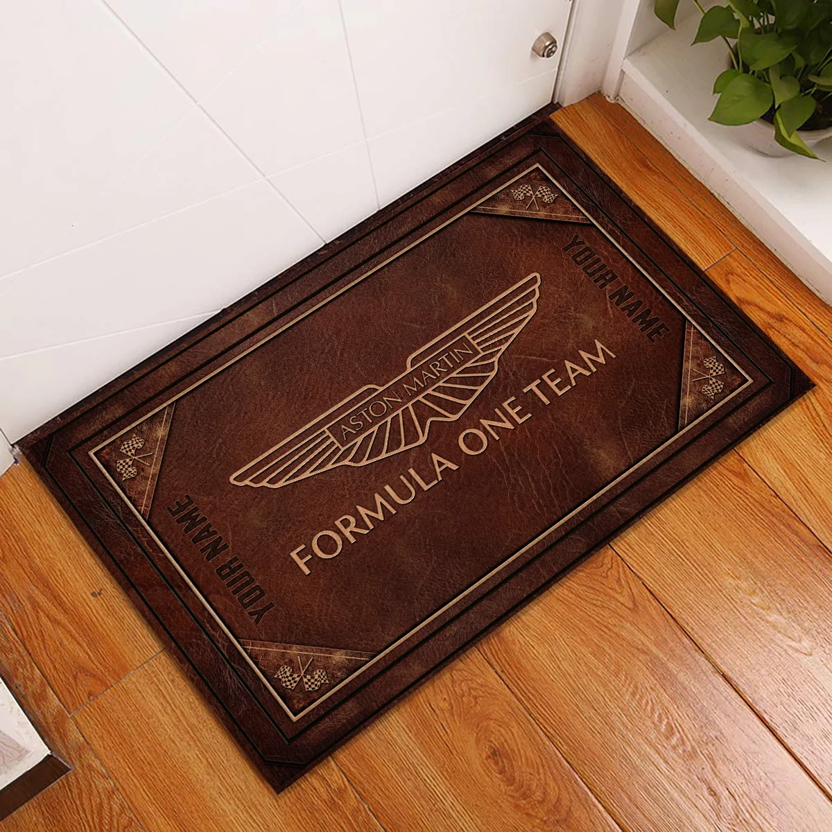 Custom Your Name Aston Martin F1 Rubber Base Doormat - All Over Print BLF1139A9AM - Image 2