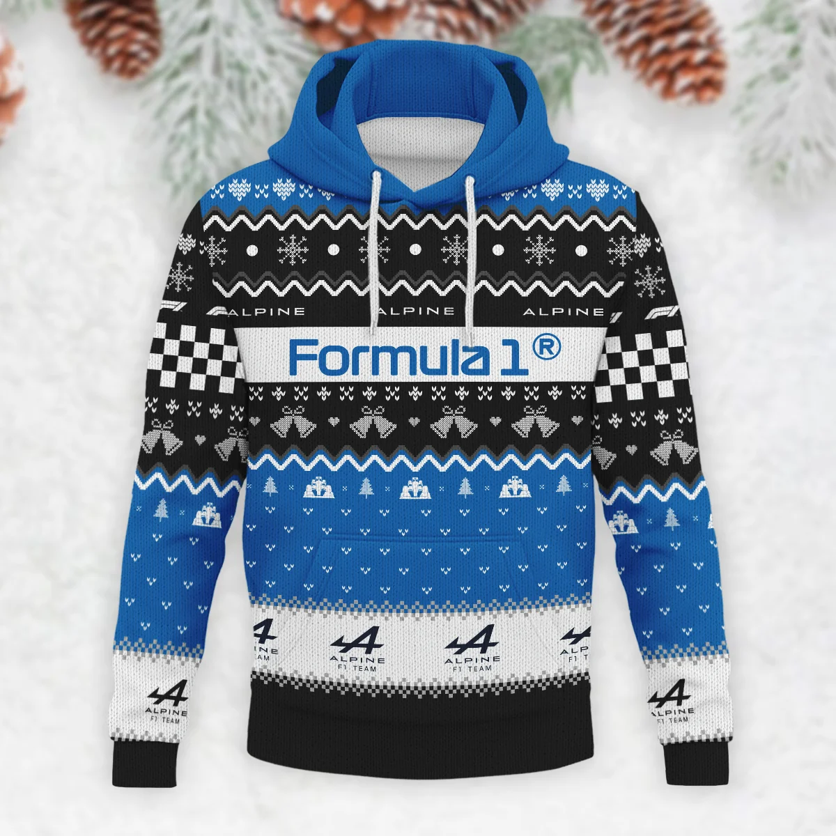 Xmas Alpine Formula 1 - Knitted Hoodie BLVAF12209250A12ALP - Race Day Outfit - Image 2