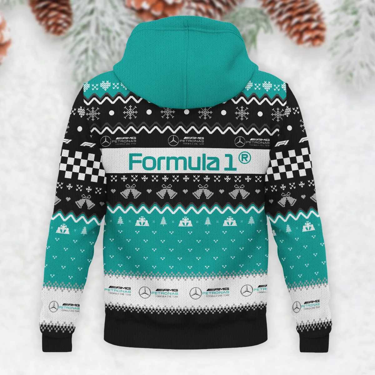 Xmas Mercedes Formula 1 - Knitted Hoodie BLVAF12209250A12MER - Trackside Outfit - Image 3