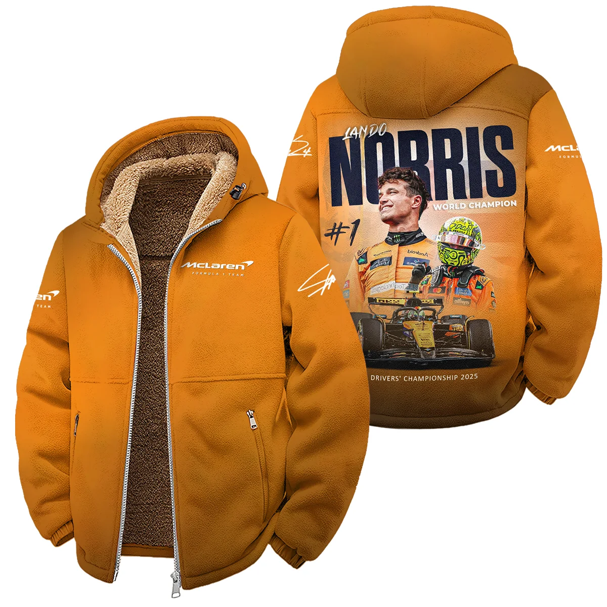 F1 Drivers' Championship 2025 Lando Norris McLaren F1 Team Winter Fleece Jacket BLNRWDCA10WFJ - Pit Lane Clothing