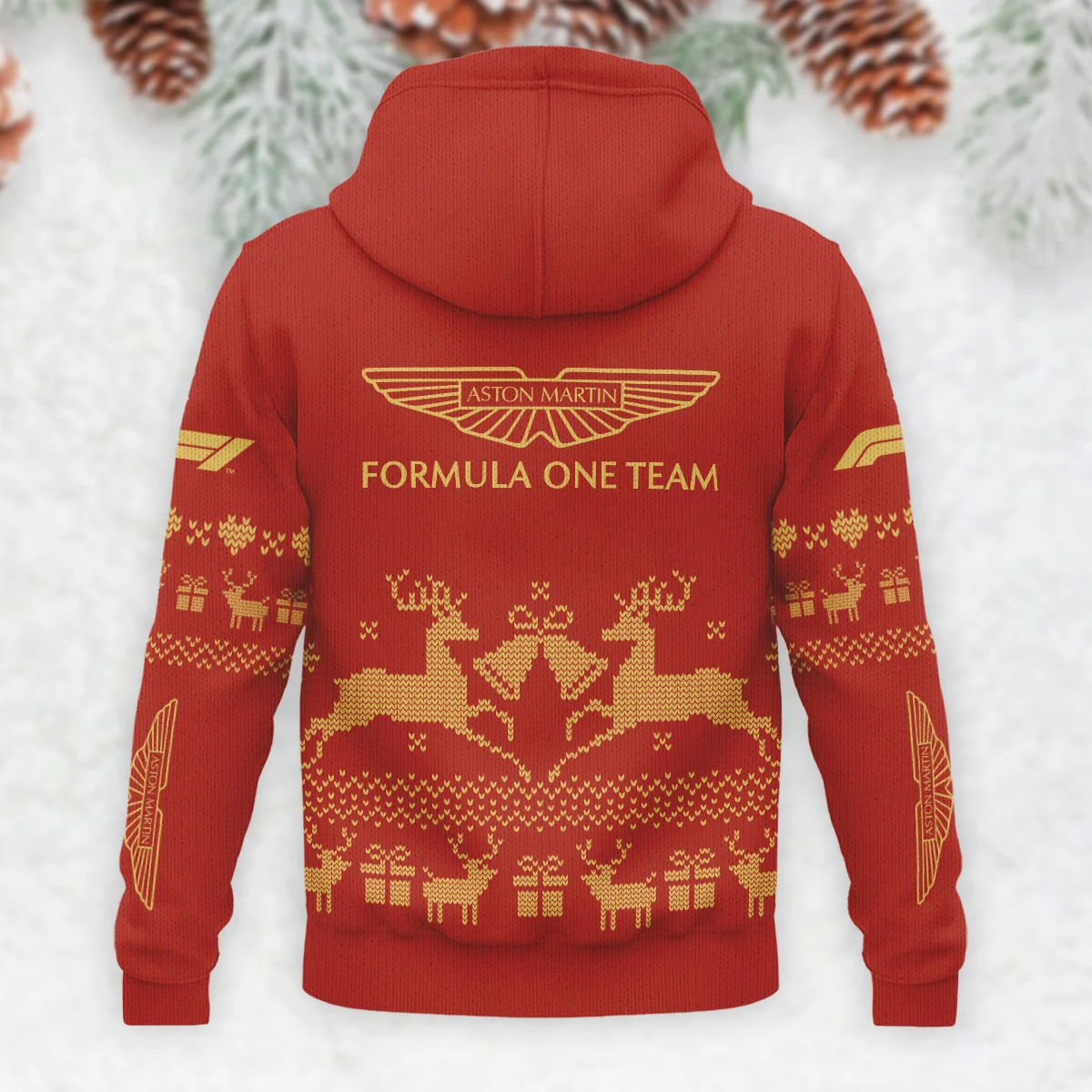 Festive Christmas Aston Martin Formula 1 - Knitted Hoodie BLVAF12209250A6AM - Image 3