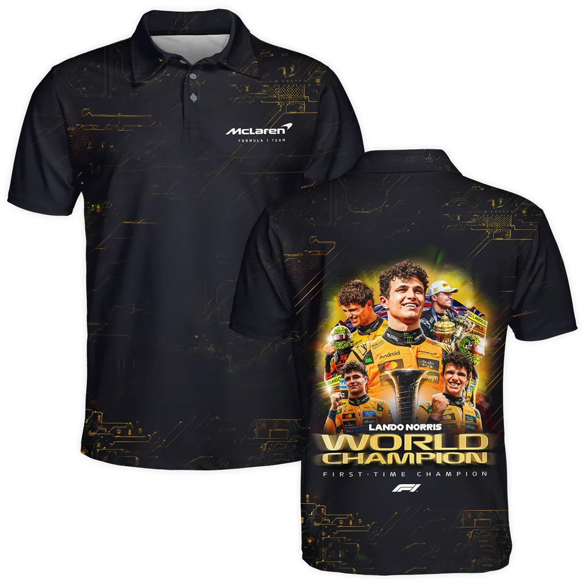 First Time Champion Lando Norris McLaren F1 Team Polo Shirt BLNRWDCA11PL - Pit Lane Clothing