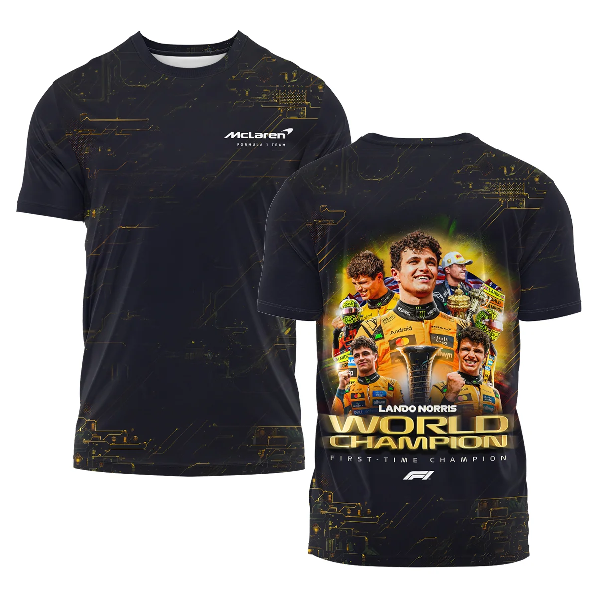 First Time Champion Lando Norris McLaren F1 Team T-Shirt BLNRWDCA11TS - Motorsport Apparel