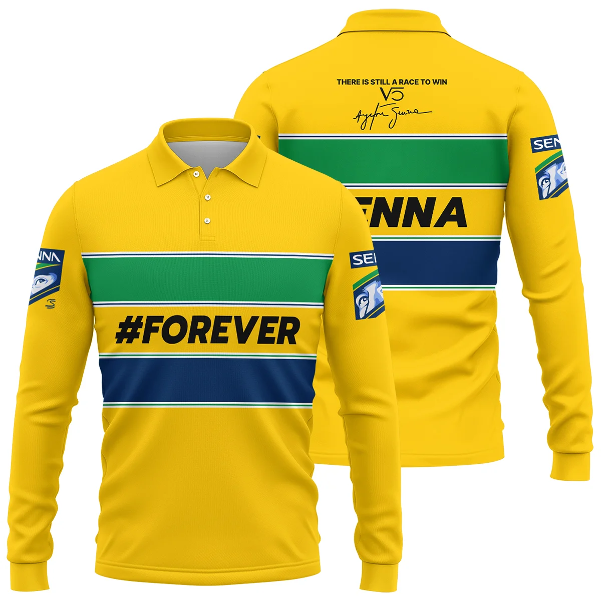 Forever Senna Formula One Long Polo Shirt BLF1190525A1LPL - Motorsport Apparel