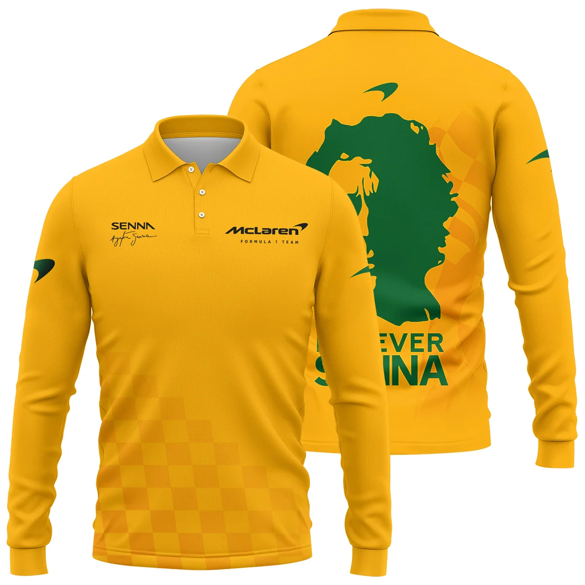 Forever Senna McLaren Formula One Long Polo Shirt BLF1190525A3LPL - Motorsport Lifestyle Wear