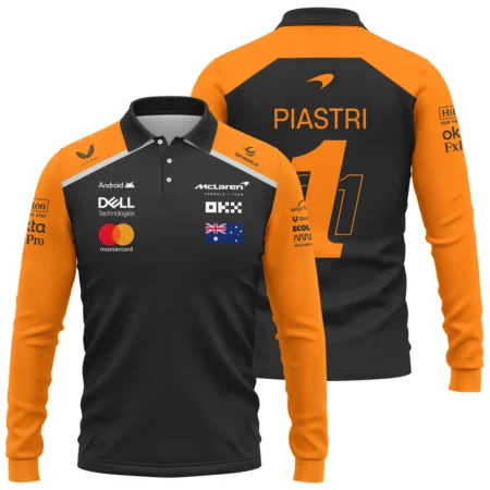 From #81 To #1 Oscar Piastri McLaren F1 Limited Edition Long Polo Shirt BL4725A1LPL - Racing Lifestyle Clothing