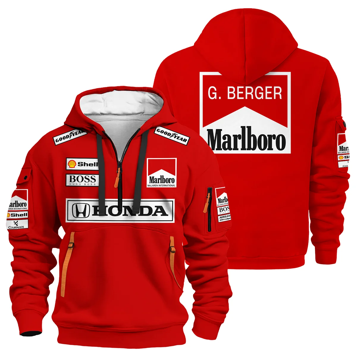 Gerhard Berger McLaren F1 Teamwear Hoodie Half Zip BLGB261025A2HDF - Racing Lifestyle Clothing