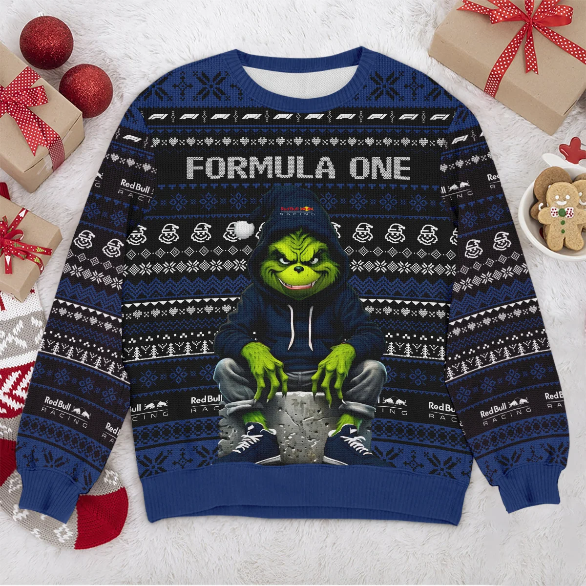 Grinch x Red Bull Racing Formula 1 - Ugly Sweater BLVAF1220925A18RBR - Motorsport Apparel - Image 4
