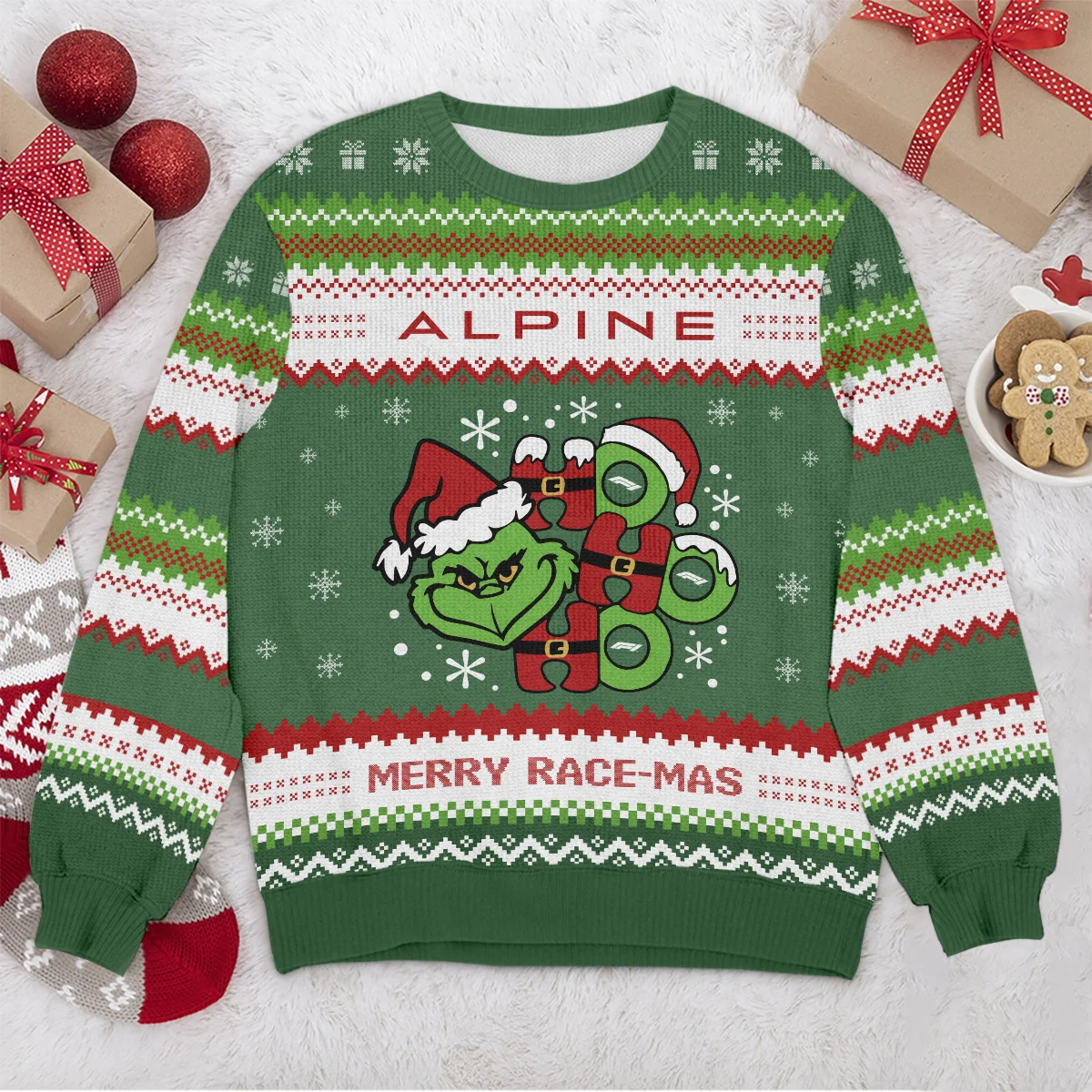 Hohoho The Grinch Alpine Formula 1 - Ugly Sweater BLVAF1220925A15ALP - Race Day Design - Image 4