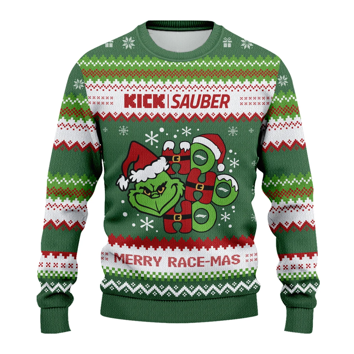 Hohoho The Grinch Kick Sauber Formula 1 - Ugly Sweater BLVAF1220925A15KS - Motorsport Lifestyle Wear - Image 2