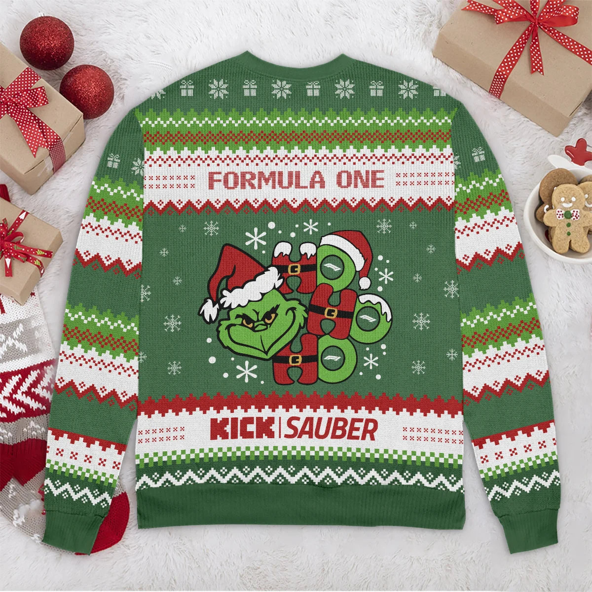 Hohoho The Grinch Kick Sauber Formula 1 - Ugly Sweater BLVAF1220925A15KS - Motorsport Lifestyle Wear - Image 6
