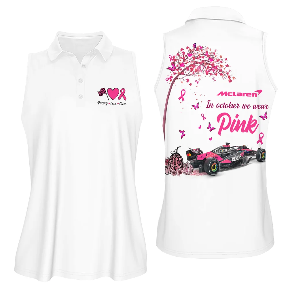 In October We Wear Pink McLaren Women Sleeveless Polo BLMCL7925A1VPO - F1 Fan Gear