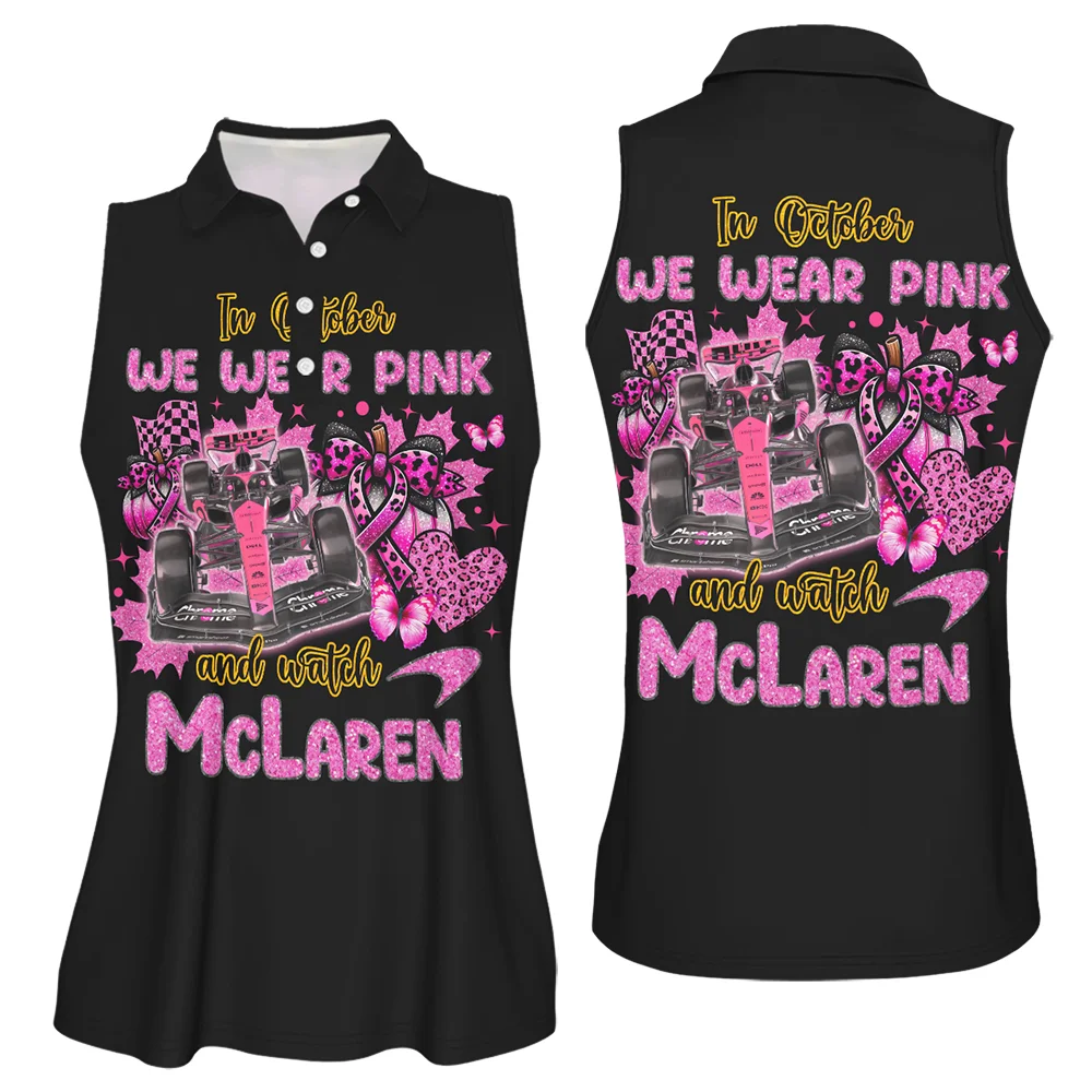 In October We Wear Pink McLaren x Pumpkin Women Sleeveless Polo BLMCL7925A2VPO - Pit Lane Clothing