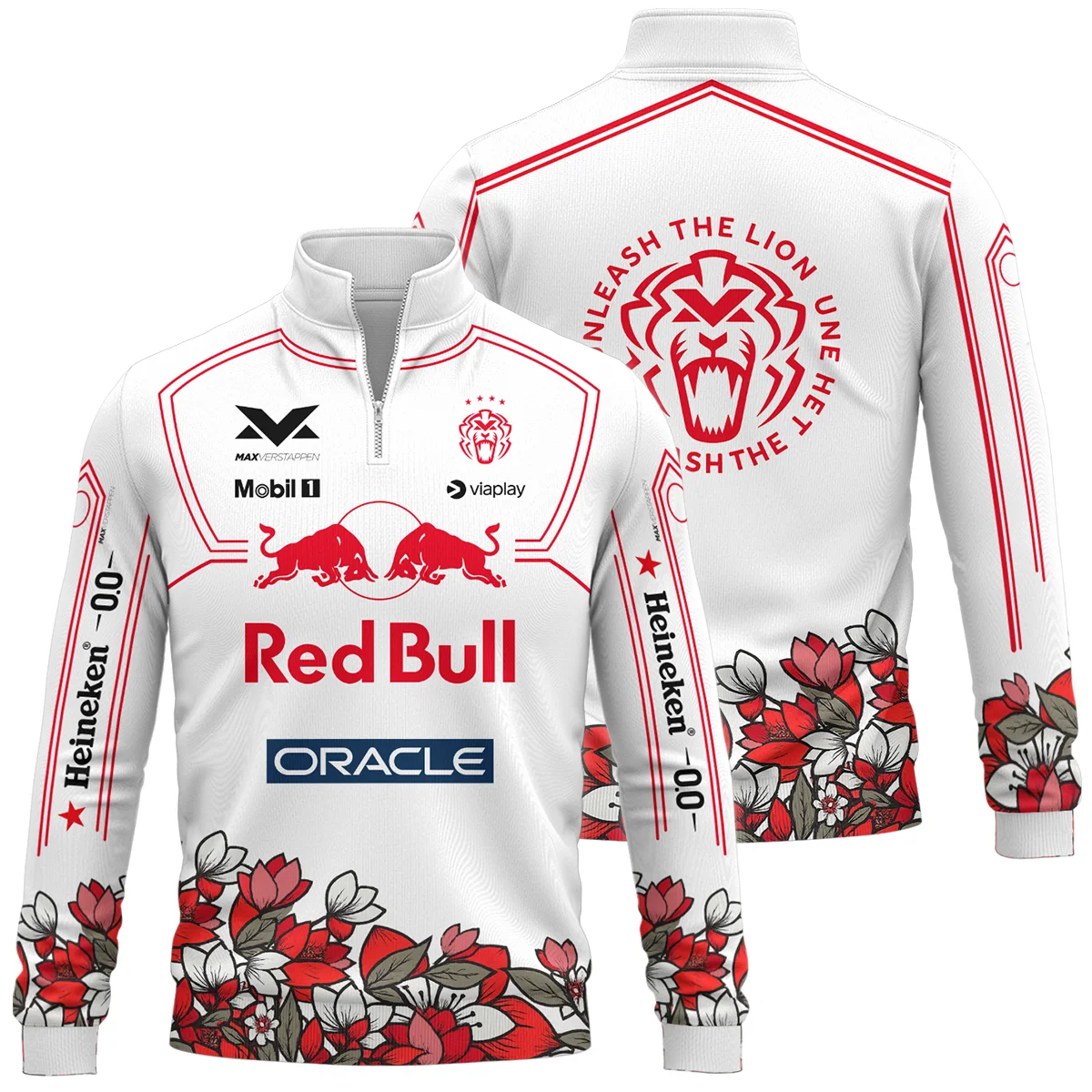 Japanese GP Unleash The Lion Max Verstappen Red Bull Racing F1 Quarter-Zip Sweatshirt BLVAMV281125A5QZS - Racing Lifestyle Clothing