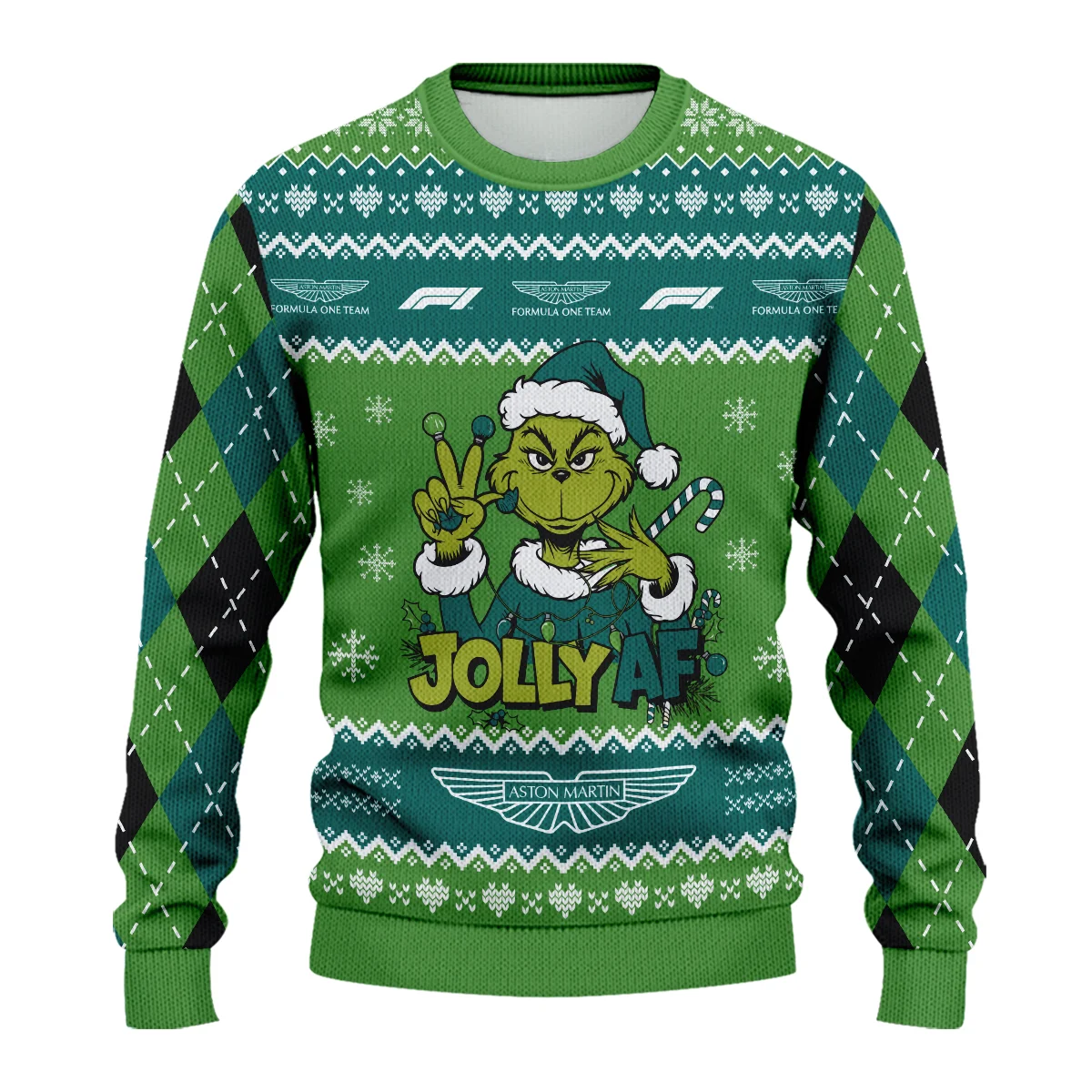 Jolly AF The Grinch Aston Martin Formula 1 - Ugly Sweater BLVAF1220925A16AM - Image 2