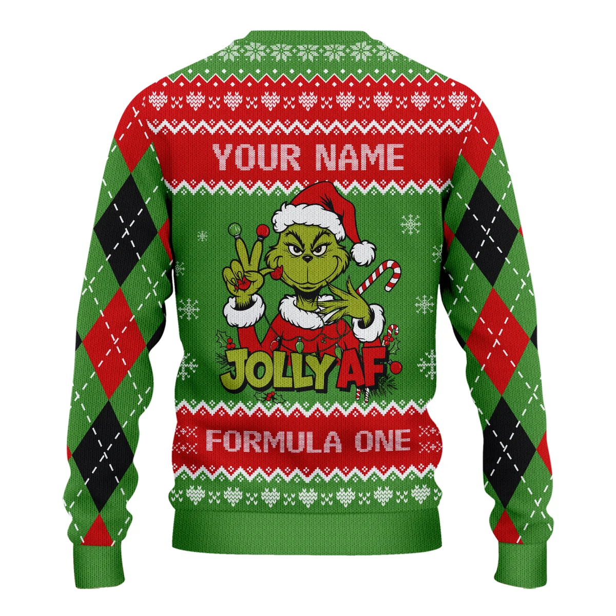 Jolly AF The Grinch Ferrari Formula 1 - Ugly Sweater BLVAF1220925A16FRR - Image 3