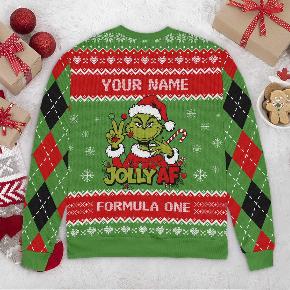 Jolly AF The Grinch Ferrari Formula 1 - Ugly Sweater BLVAF1220925A16FRR - Image 6
