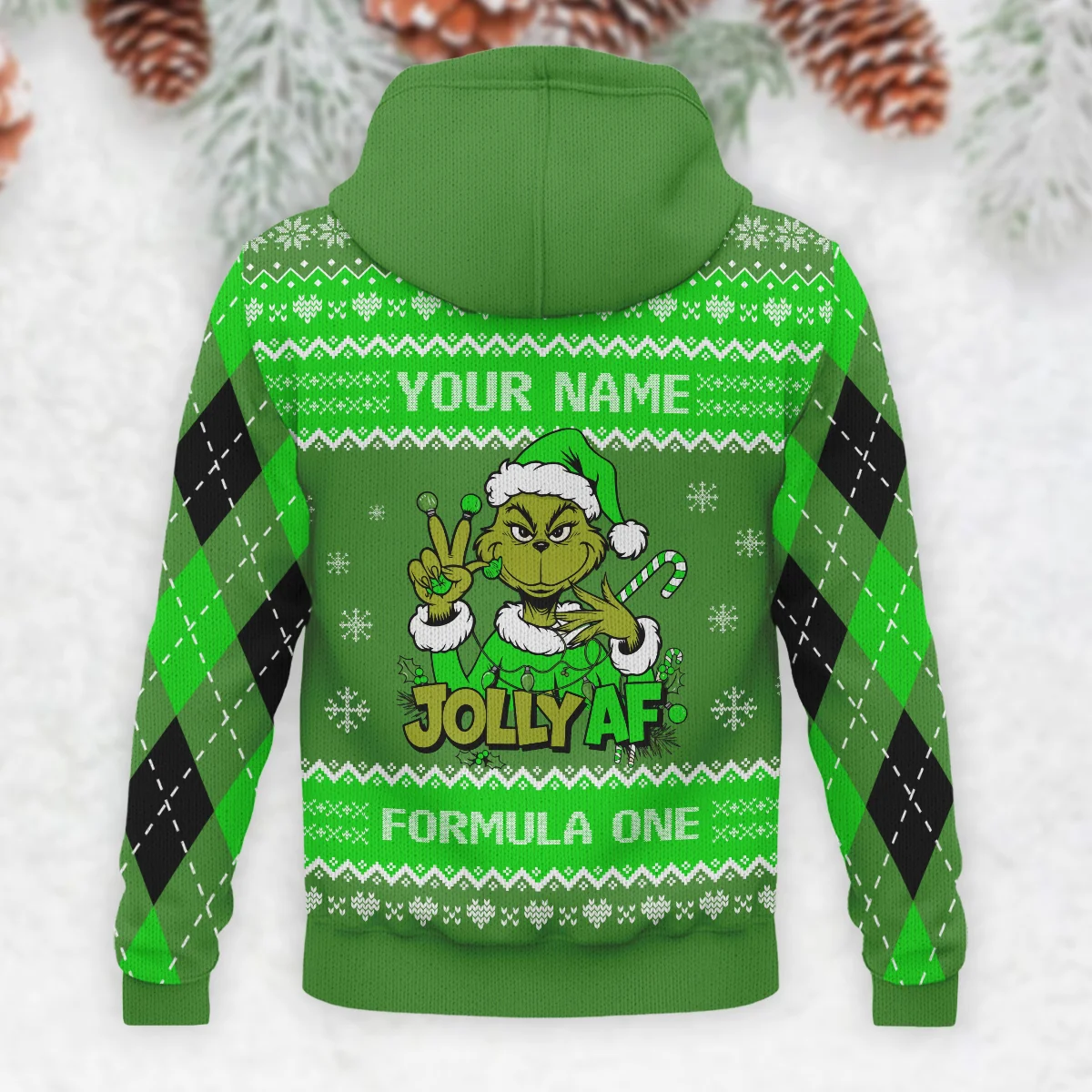 Jolly AF The Grinch Kick Sauber Formula 1 - Knitted Hoodie BLVAF12209250A16KS - Image 3