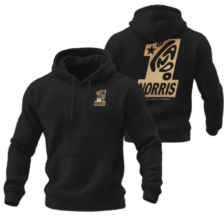 Lando Norris #1 World Champion Hoodie Quilted Waffle BLVALN051225A9HQW - Pit Lane Clothing