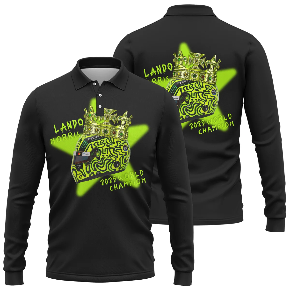Lando Norris Crown World Champion Long Polo Shirt BLVALN051225A6LPL - F1 Fan Gear